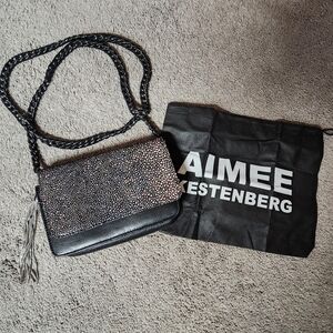 Aimee Kestenberg Black Leather Purse with Silver Tassle